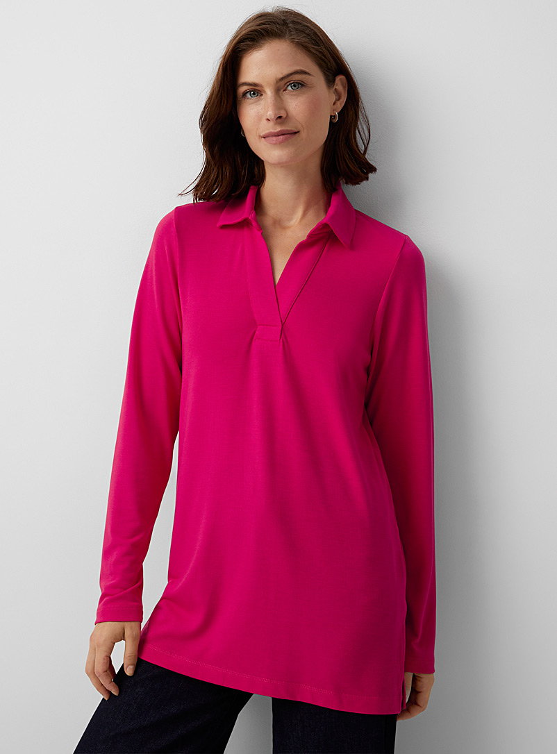 Contemporaine Pink Johnny-collar jersey tunic for women