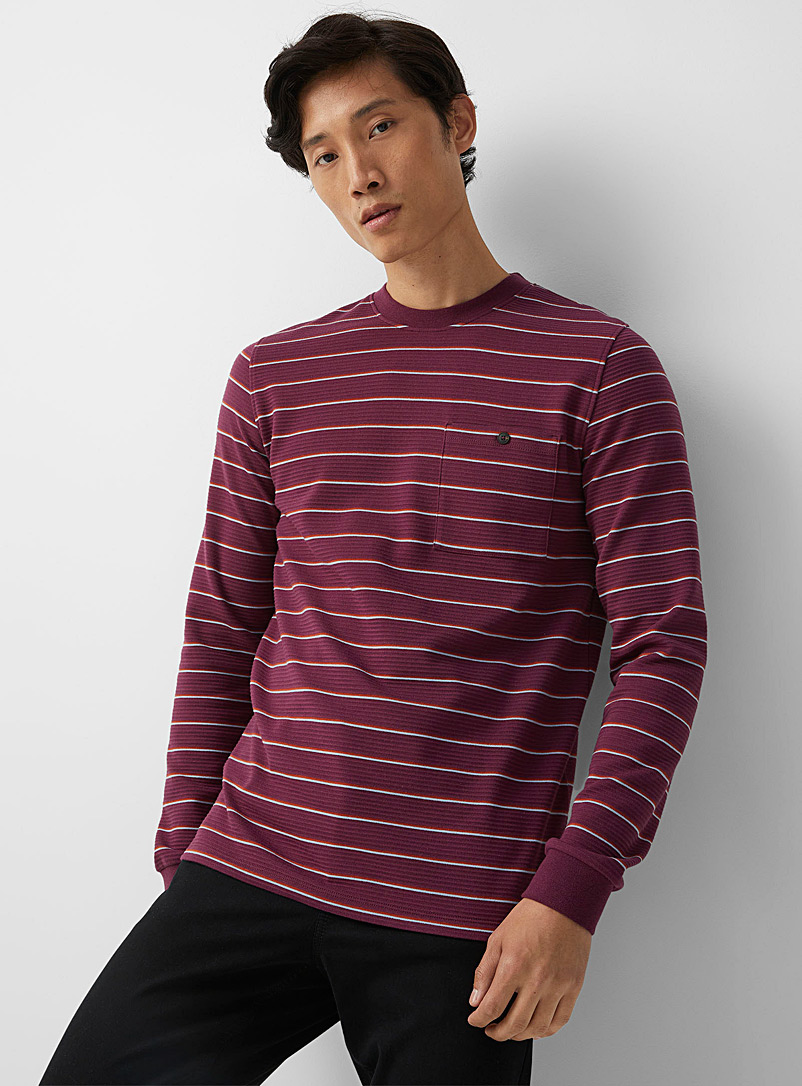 Le 31 Ruby Red Striped ottoman T-shirt for men