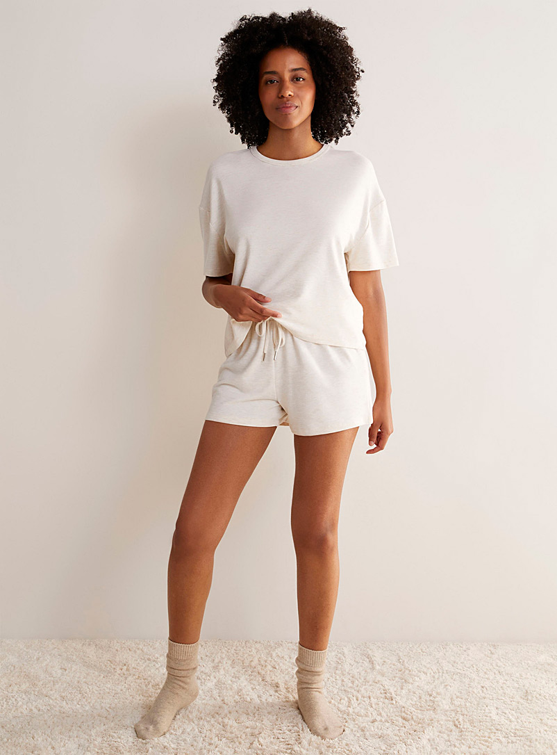 Miiyu: Le short détente fin tricot Beige crème pour femme
