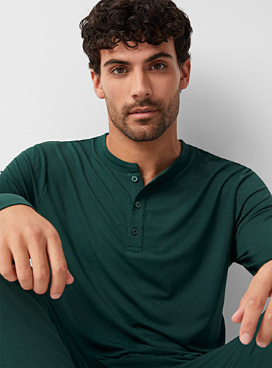 Le 31: Le t-shirt détente henley modal TENCEL<sup>MC</sup> Vert pour homme