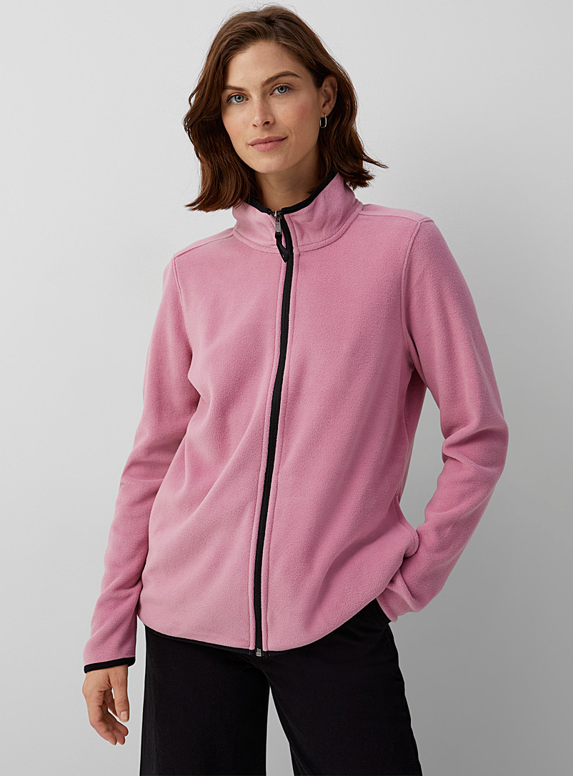 Contemporaine Pink Fleece mock-neck jacket for women