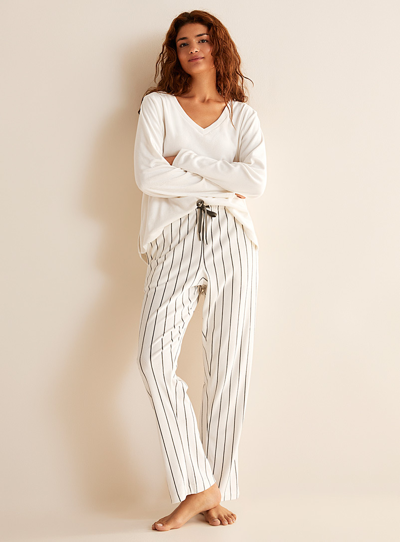Miiyu Grey Twin-stripe winter pyjama pant for women