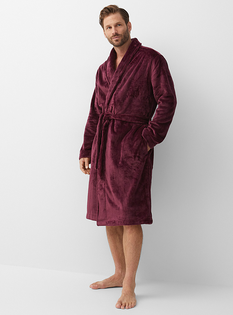 Le 31 Ruby Red Purple polar fleece robe for men