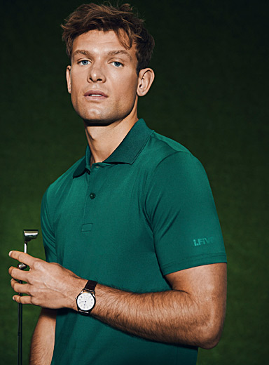 I.FIV5 Green Ultra-soft ribbed-collar golf polo for men