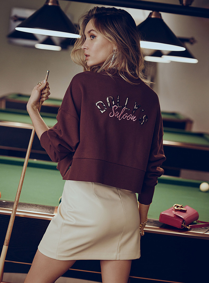 Icône Dark Brown Oversized and cropped organic cotton sweatshirt for women