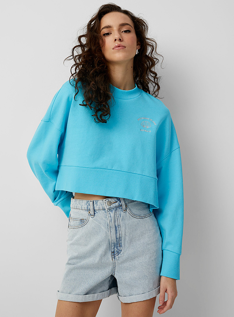 Icône Teal Oversized and cropped organic cotton sweatshirt for women
