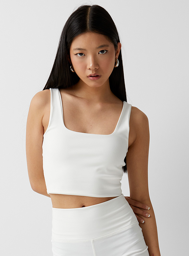 Twik Ivory White Square-collar cropped cami for women