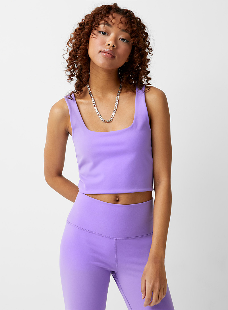 Twik Purple Square-collar cropped cami for women
