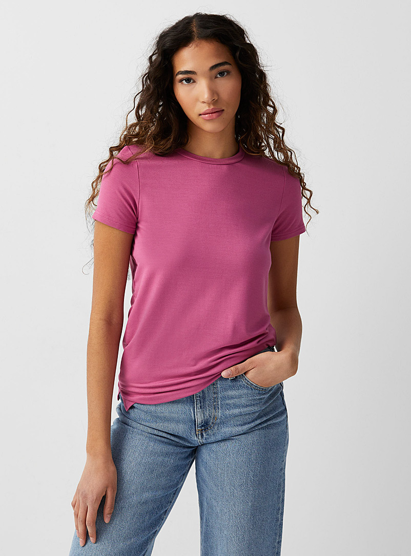 Twik Medium Pink French terry tee for women