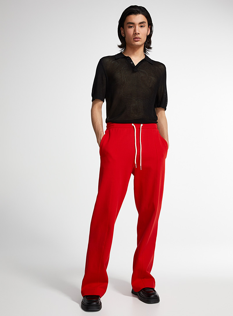Le 31 Red Dotted jacquard track pant for men