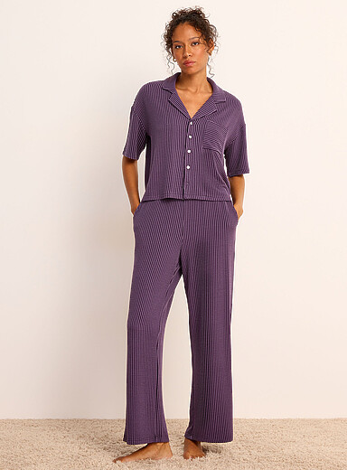 Graphic stripes wide-leg pyjama pant
