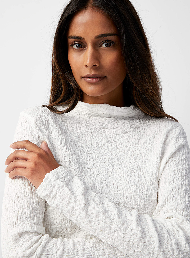 Haut femme col montant manches longues extensible