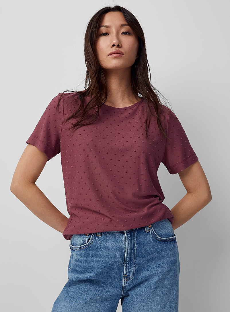 Contemporaine Purple Swiss dot flowy T-shirt for women