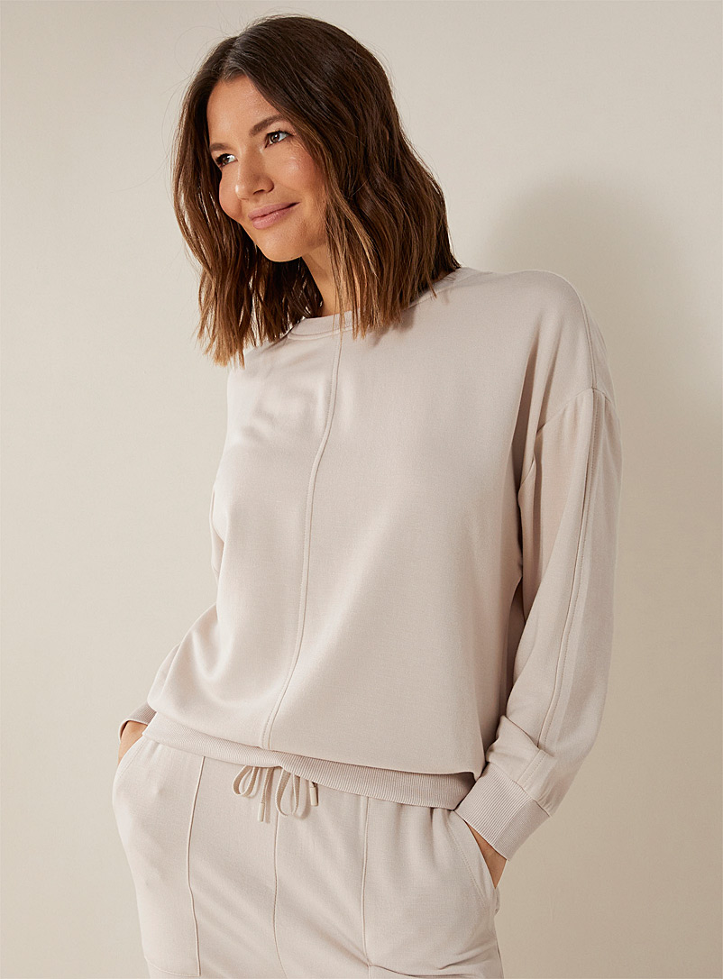 Miiyu Ivory/Cream Beige Soft modal lounge sweatshirt for women