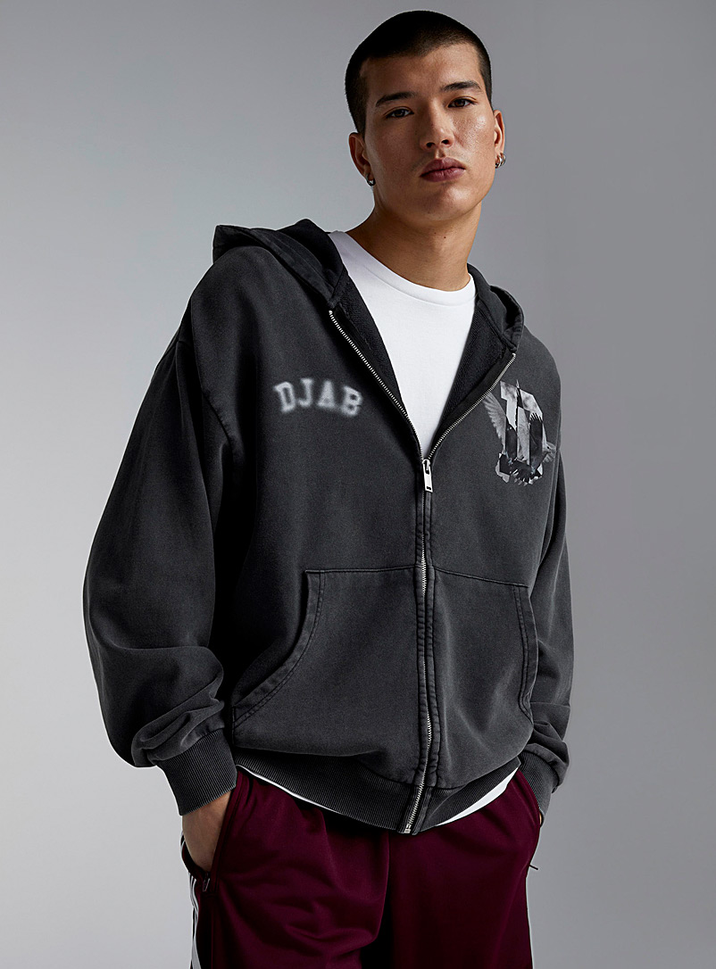 Djab Black Winged logo zip-up hoodie for men