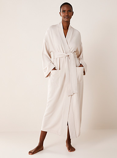 Brushed organic cotton patterned robe