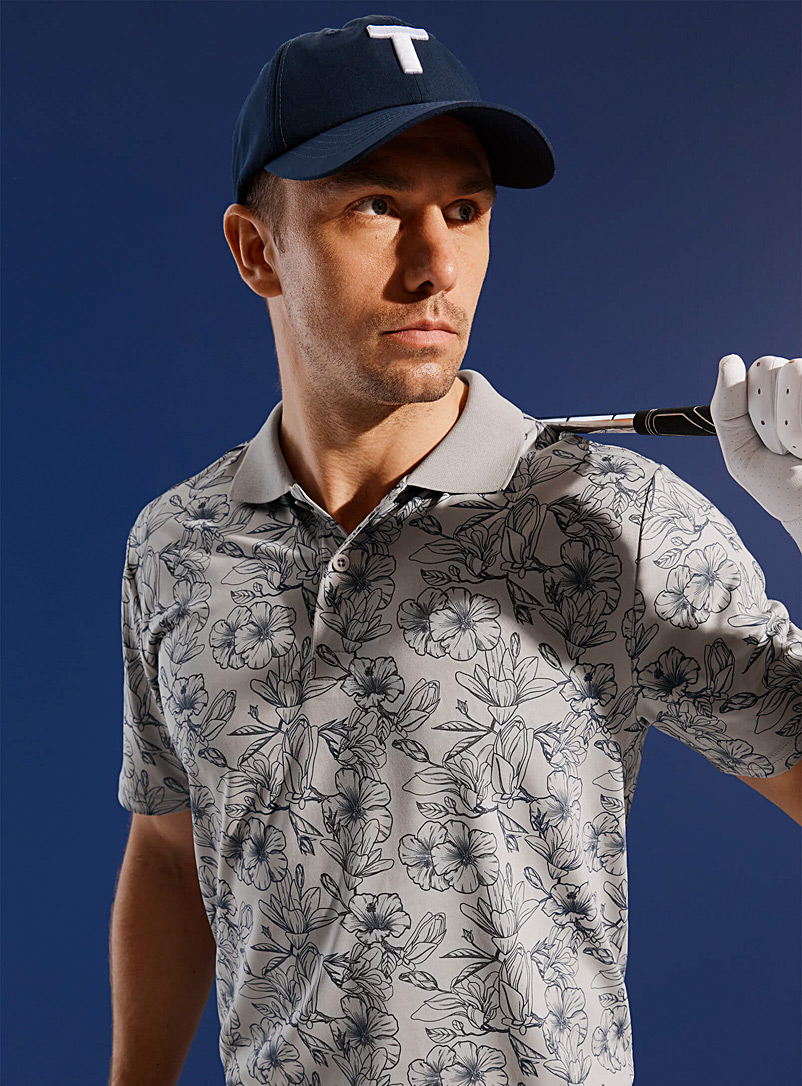 I.FIV5 Assorted blue Ultra-soft patterned golf polo for men