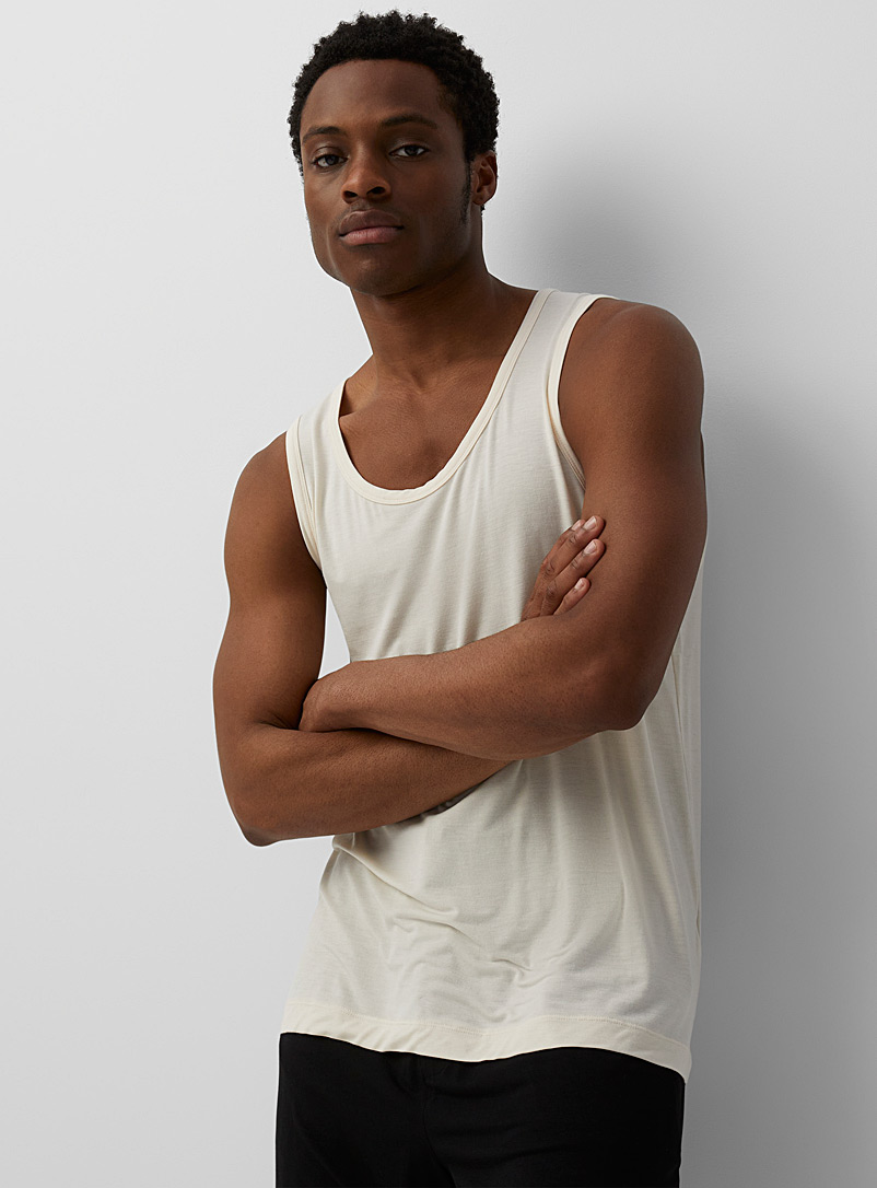 Le 31 White Ultra-soft fluid lounge camisole for men