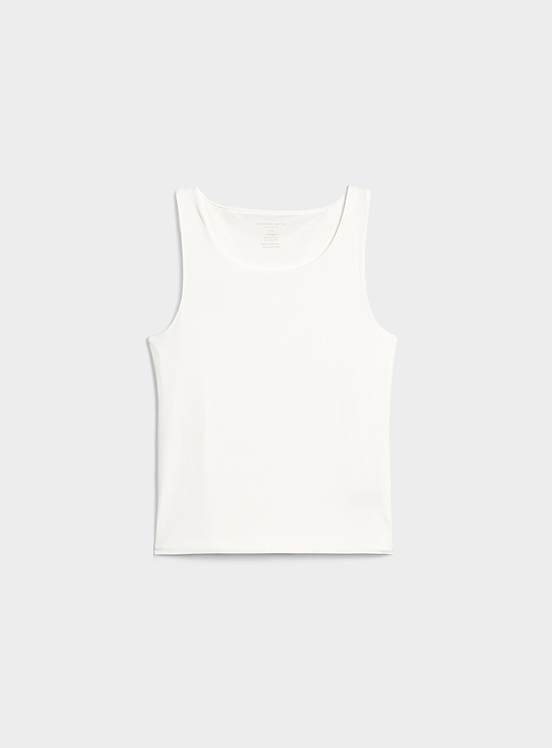 Contemporaine: La camisole bretelles larges seconde peau Blanc pour femme
