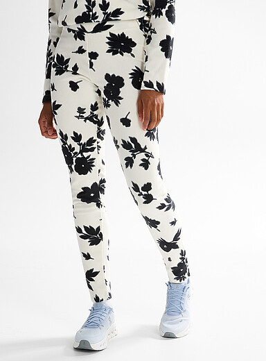I.FIV5 Patterned White Polar fleece high-rise legging Length : 32" for women