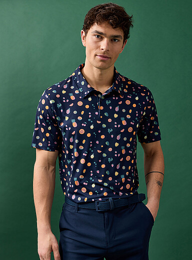 I.FIV5 Navy/Midnight Blue Small patterns golf polo for men