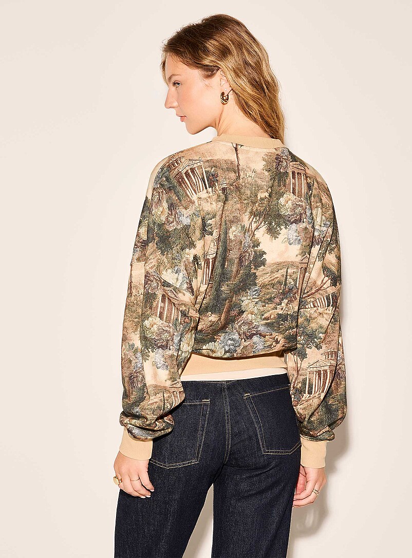 Printed drop-shoulder organic cotton sweatshirt | Icône | Women's