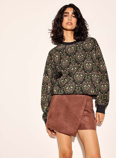 Le sweat imprim&eacute; &eacute;paules tombantes pur coton bio