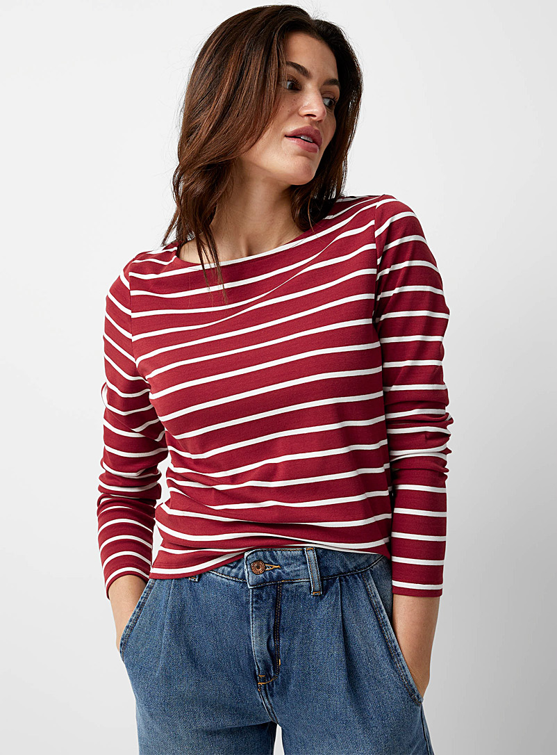 Contemporaine Cherry Red Jersey knit sailor tee for women