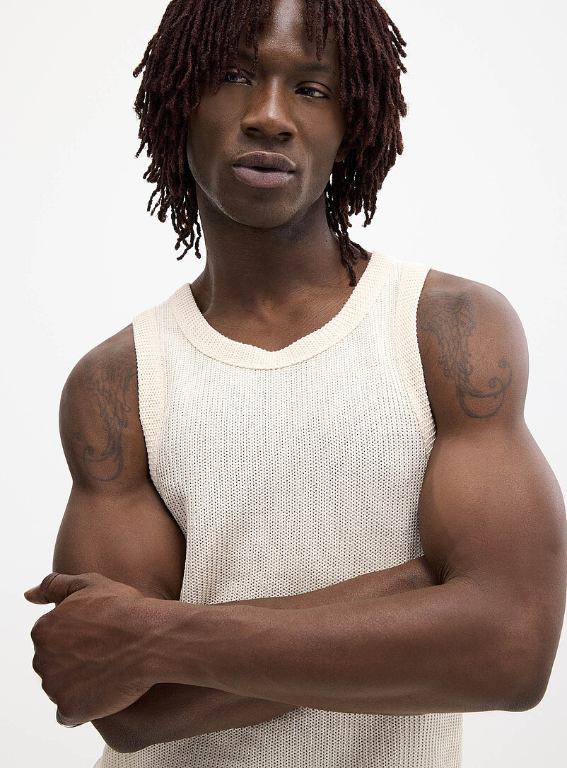 Le 31 Ivory Openwork knit tank <b>Comfort fit</b> for men