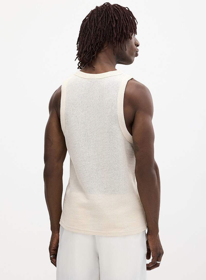 Le 31: La camisole tricot ajour&eacute; <b>Coupe confort</b> Ivoire pour homme
