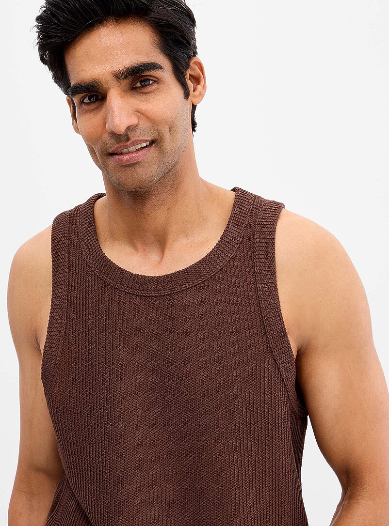 Le 31: La camisole tricot ajour&eacute; <b>Coupe confort</b> Ivoire pour homme