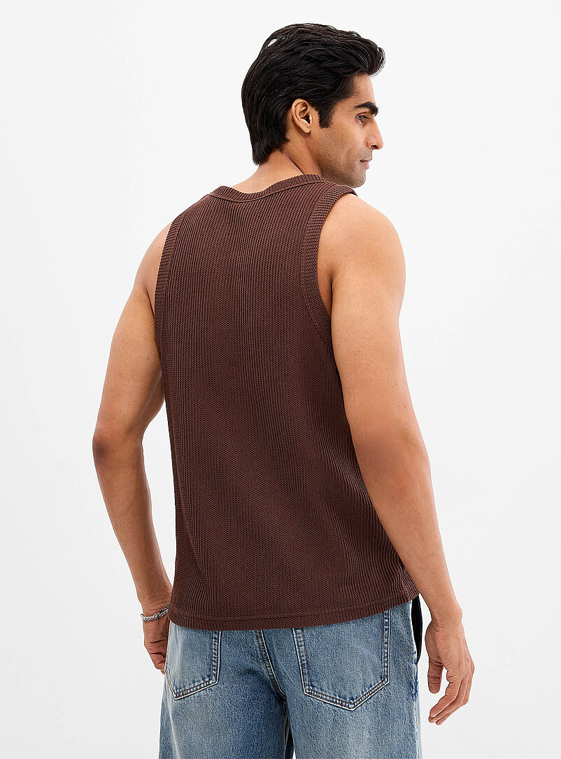 Le 31: La camisole tricot ajour&eacute; <b>Coupe confort</b> Ivoire pour homme