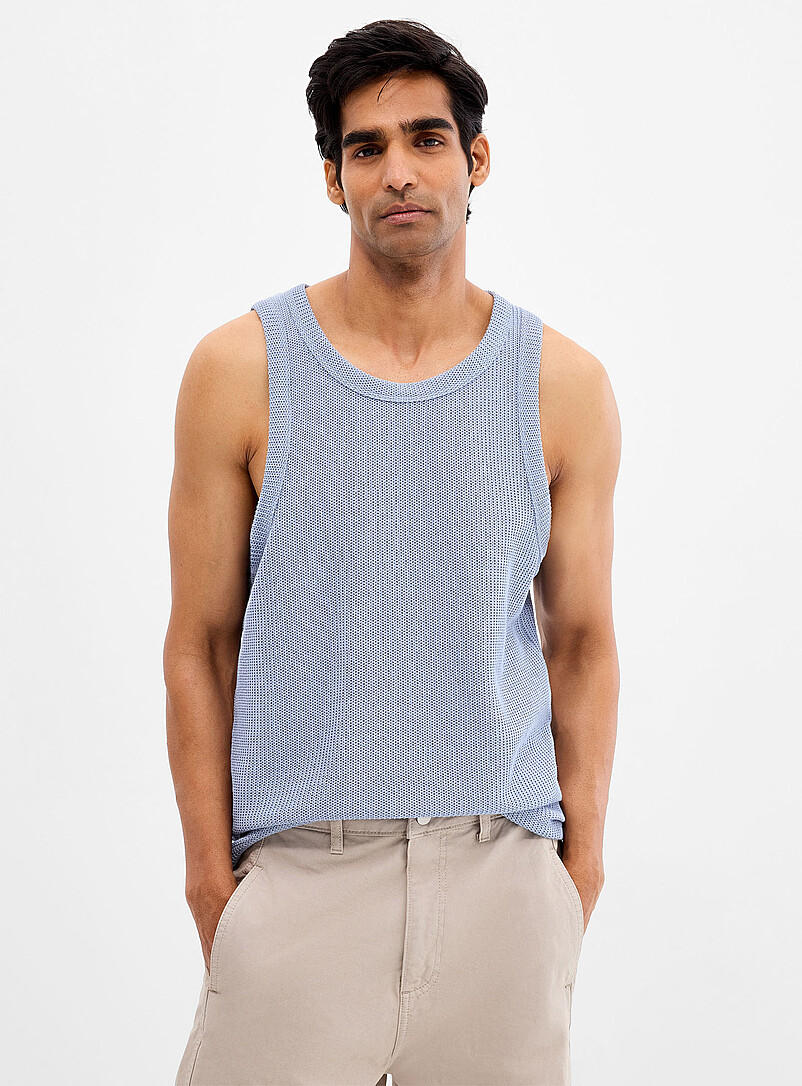 Le 31: La camisole tricot ajour&eacute; <b>Coupe confort</b> Ivoire pour homme