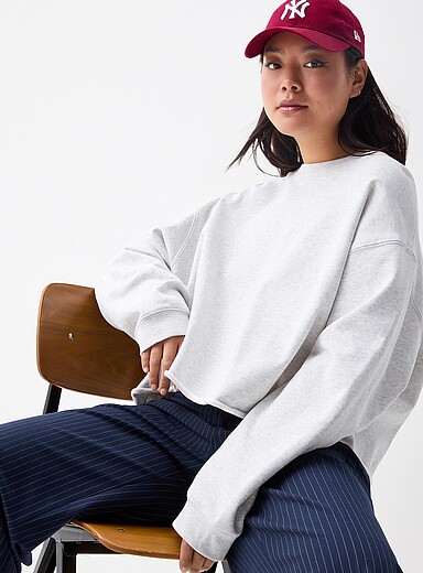 Twik: Le sweat court molleton Sarcelle - Turquoise pour femme