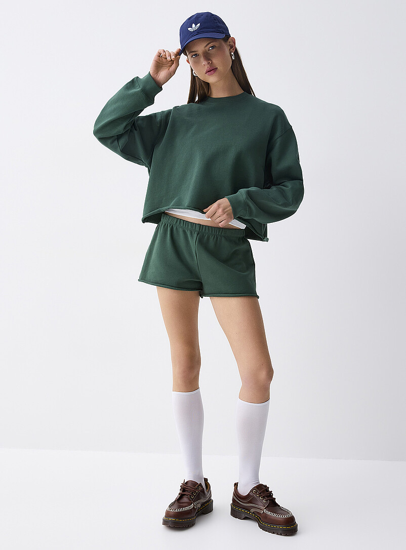 Twik: Le minishort molleton envers ratin&eacute; Rose pour femme