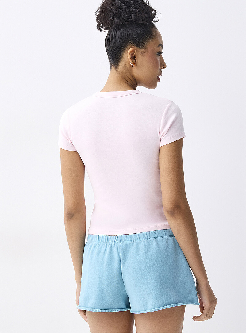 Twik Teal Terry-lined fleece mini short for women
