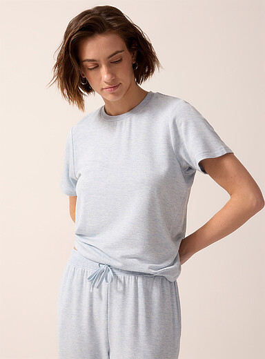 Miiyu: Le t-shirt souple envers bross&eacute; Bleu p&acirc;le - Bleu ciel pour femme