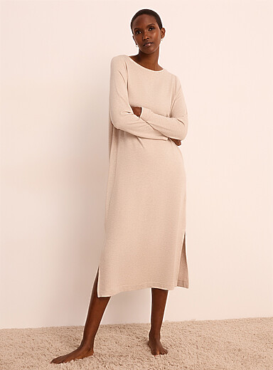 Miiyu Ecru/Linen Brushed underside soft nightgown for women