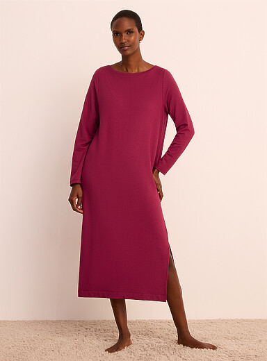 Miiyu Burgundy Brushed underside soft nightgown for women