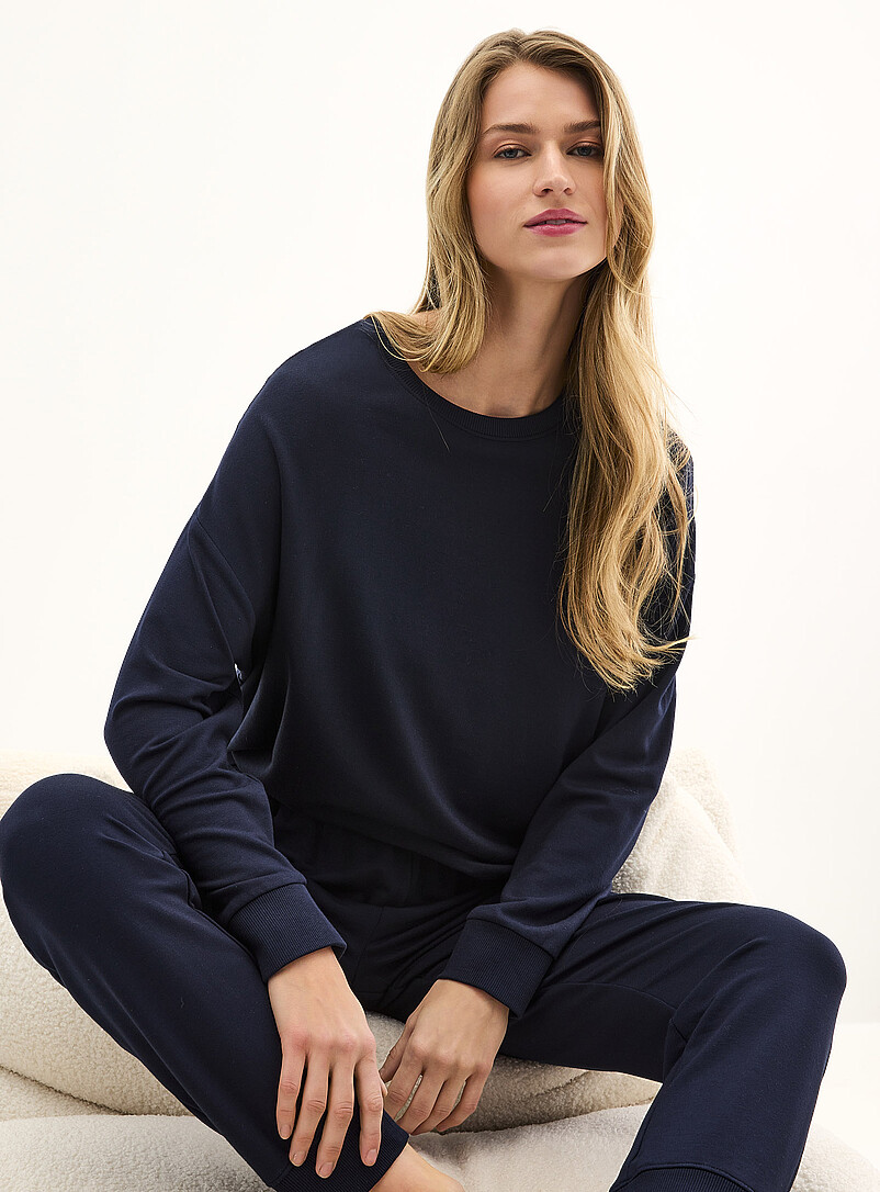 Miiyu: Le sweat souple envers bross&eacute; Bleu p&acirc;le - Bleu ciel pour femme