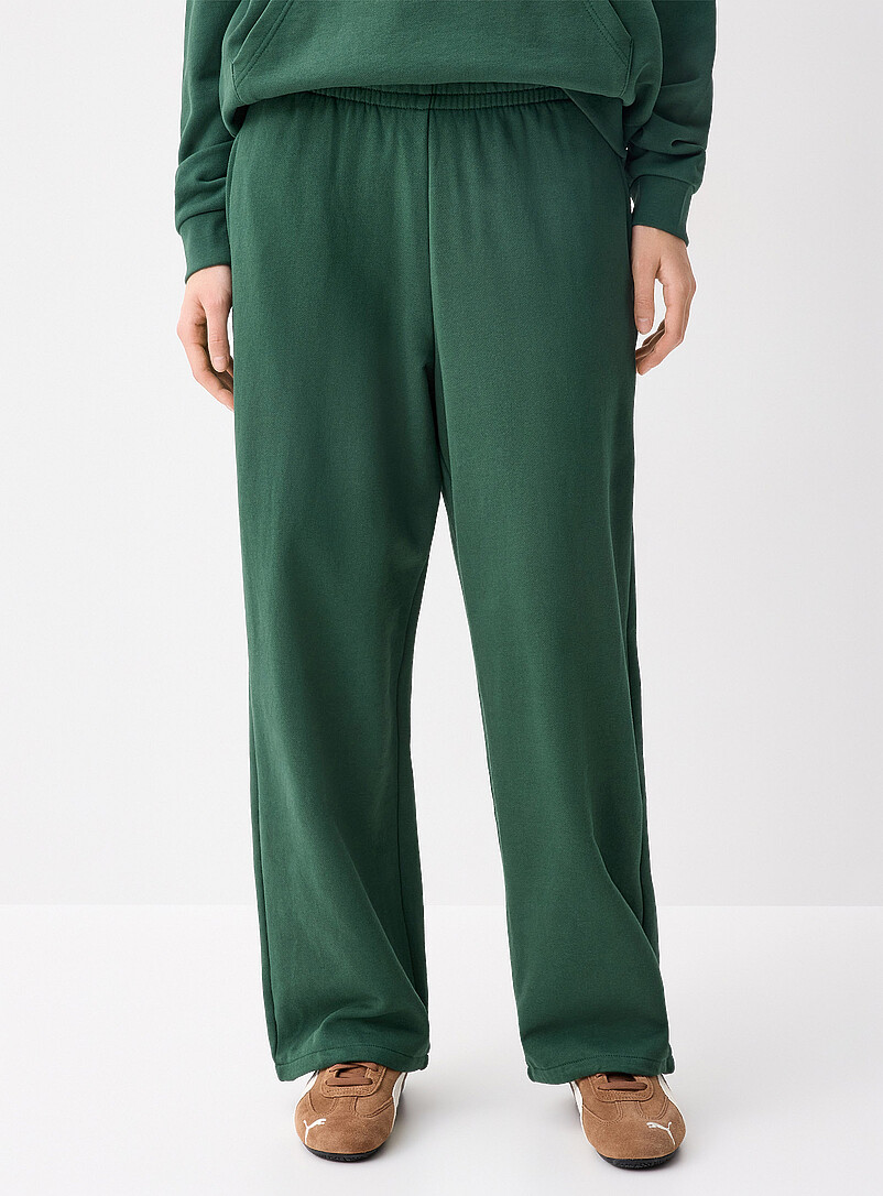 Twik: Le pantalon large molleton envers ratin&eacute; Vert fonc&eacute; - Mousse pour femme
