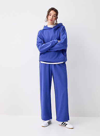 Twik: Le pantalon large molleton envers ratin&eacute; Sarcelle - Turquoise pour femme