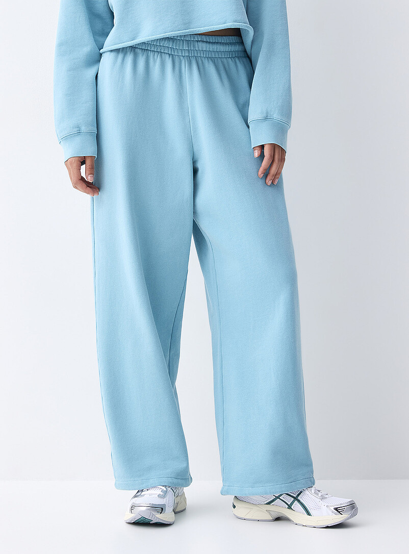 Twik Teal French terry wide-leg pant for women