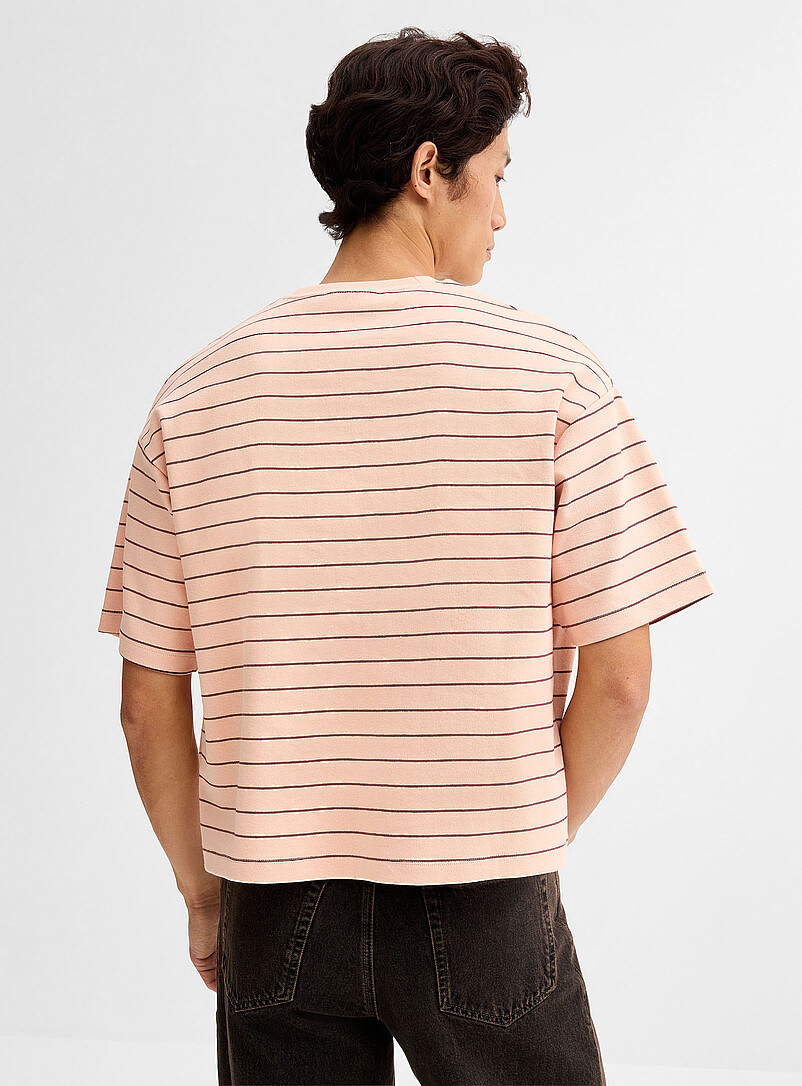 Le 31: Le t-shirt dense jersey ray&eacute; <b>Coupe surdimensionn&eacute;e</b> Vert fonc&eacute; - Mousse pour homme