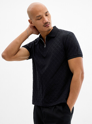 Geometric jacquard polo