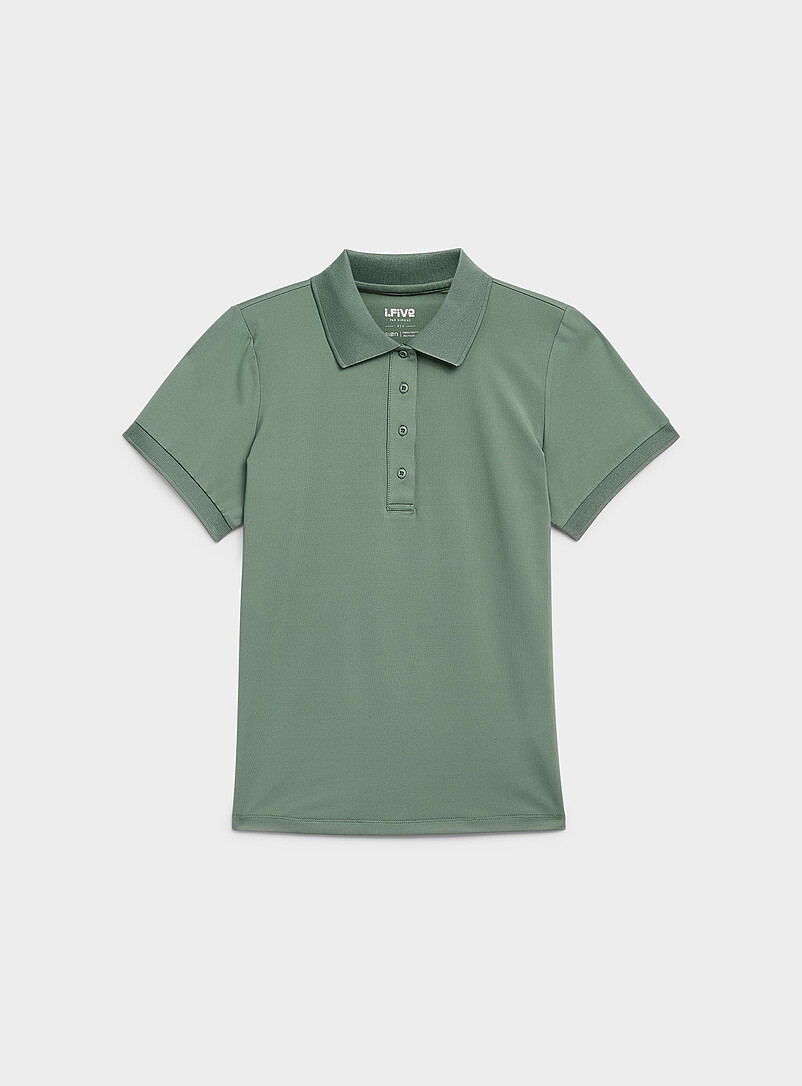 I.FIV5 Pine/Bottle Green Velvety feel ribbed-trim golf polo for women