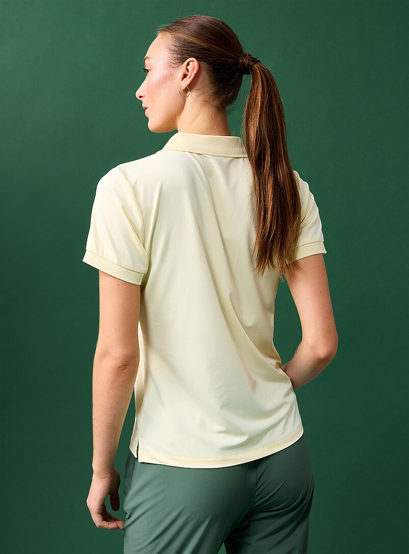 I.FIV5 Pine/Bottle Green Velvety feel ribbed-trim golf polo for women