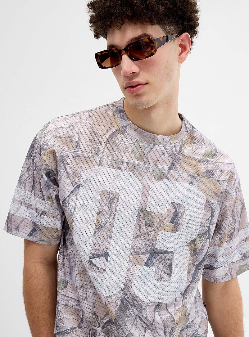 Djab: Le t-shirt graphique sport en filet &Eacute;cru - Lin pour homme