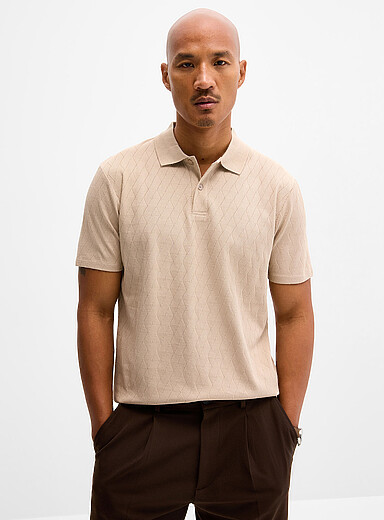 Twisted cable jacquard polo