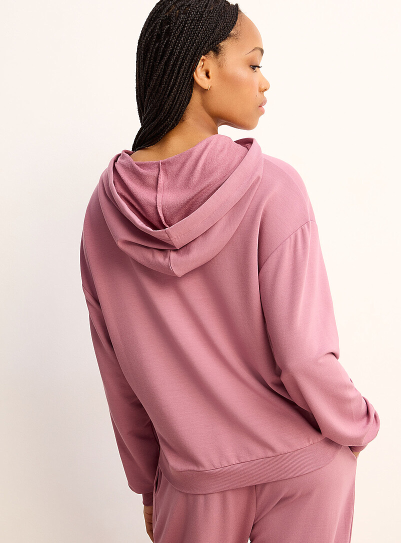 Miiyu: La veste &agrave; capuche souple envers bross&eacute; Lavande - Pourpre clair pour femme